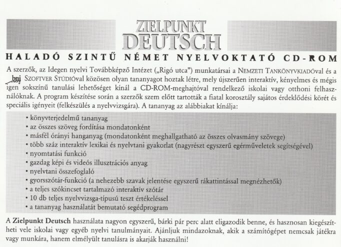 Zielpunkt Deutsch – Haladó szintű német nyelvoktató CD-ROM